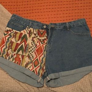 Shein curve western embroidered high waisted jean shorts